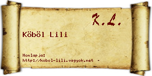 Köböl Lili névjegykártya
